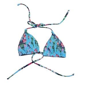 Summerhaus by Beach Bunny womens Sz S blue multicolor floral bikini top